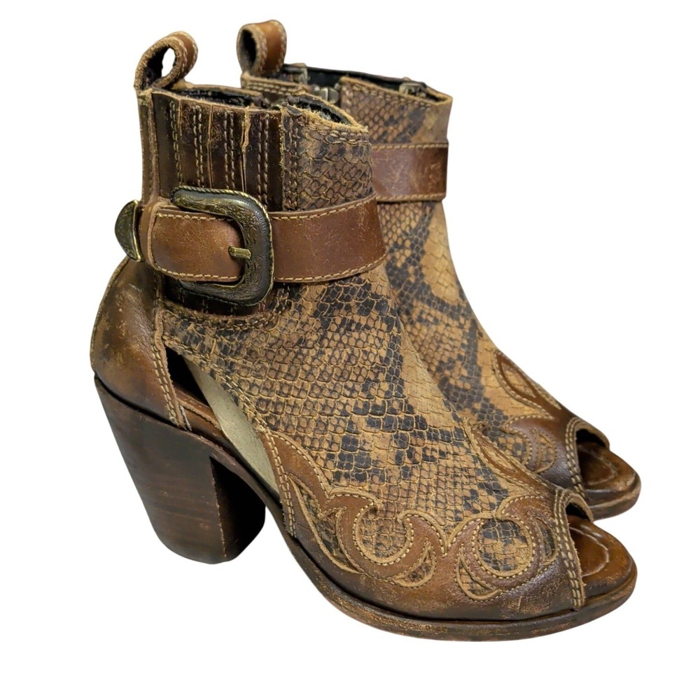 Liberty Black Python Ankle Boots Womens Size 6 Brown Country Girl Western Rodeo